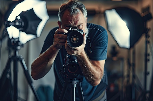 Professional photographer in action